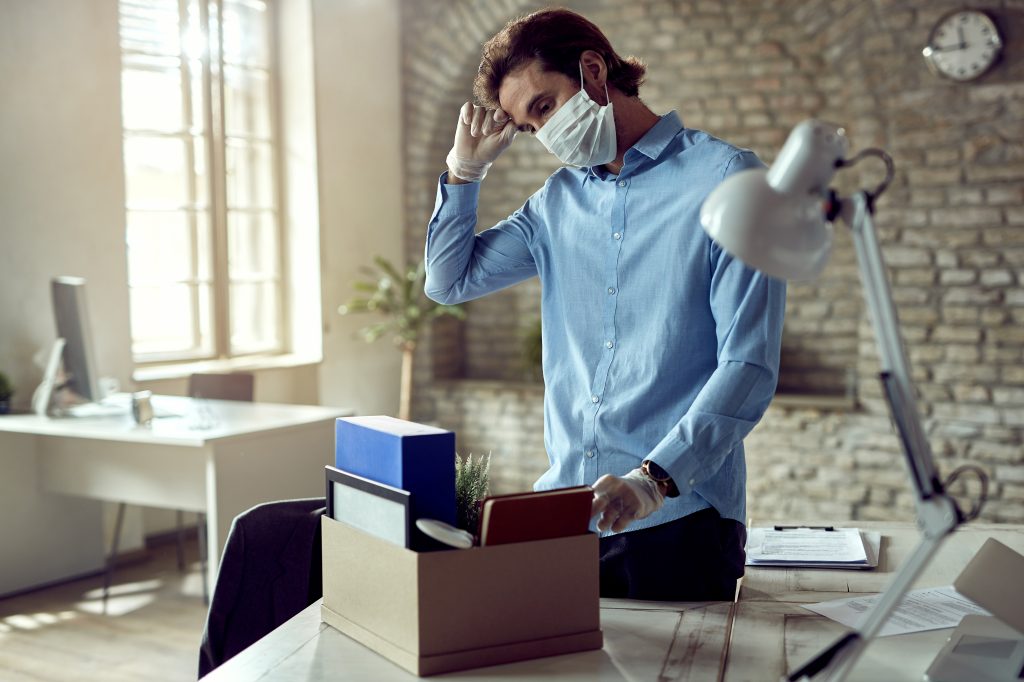 male entrepreneur losing his job due to coronavirus epidemic.